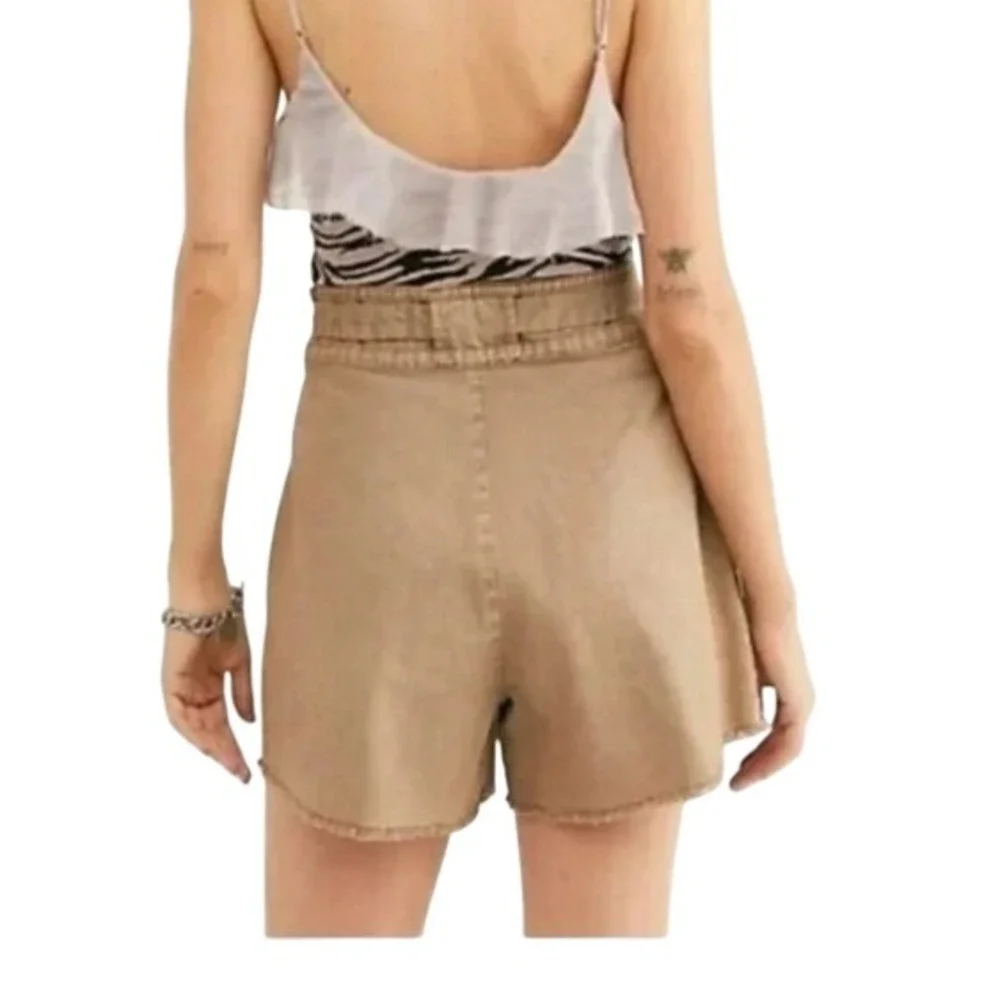 Free People Womens 2 Tan One Penny Tie Waist Shorts‎
